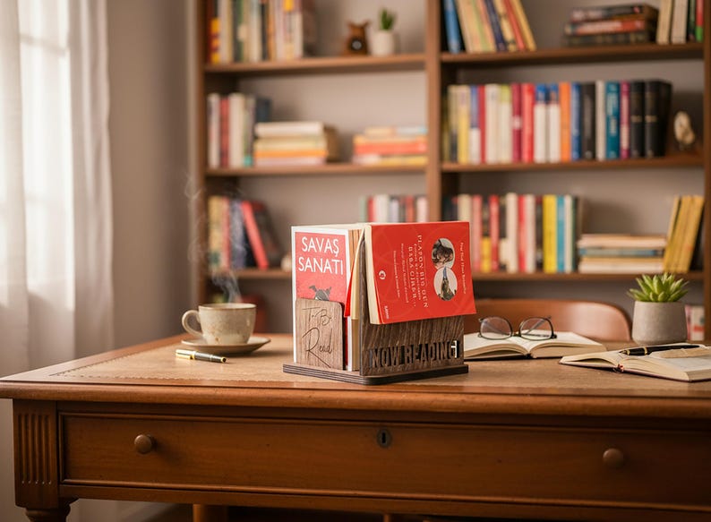 Organizador de libros para escritorio, atril, soporte para libros, regalos para amantes de la lectura, regalos para bibliotecarios, regalos para lectores, rincón de lectura, estanterías. imagen 14