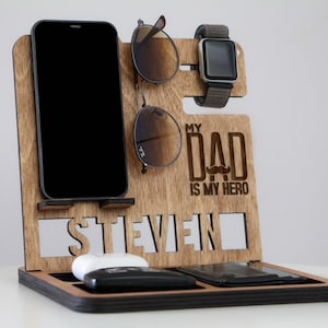 Personalized Docking Station, Fathers Day Gift, Dad Gifts, Gifts for Dad, Birthday Gifts for Dad, Daddy Birthday Gift, Papa Birthday Gift image 1