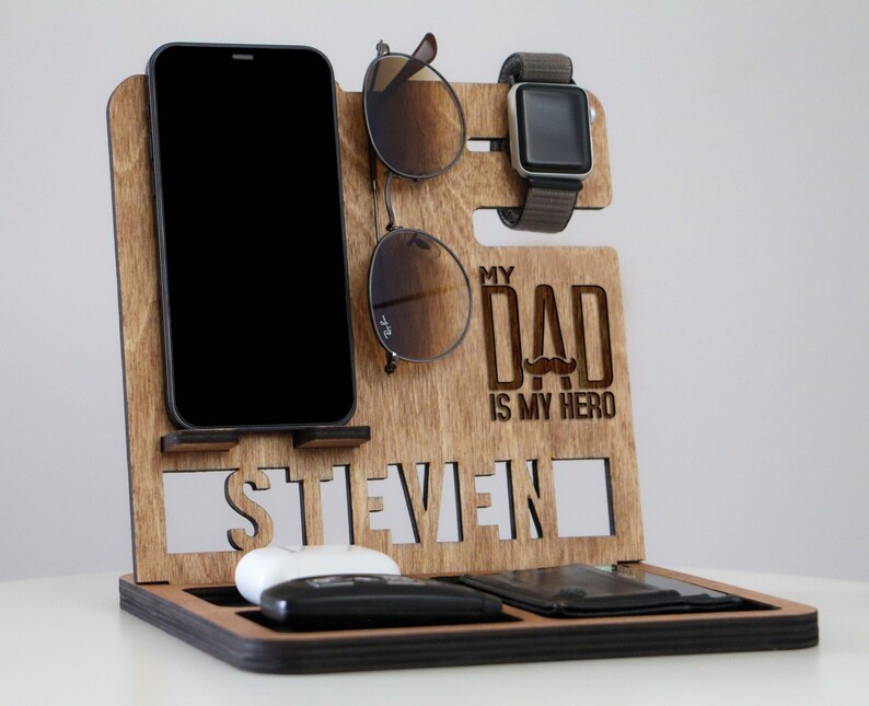 Personalized Docking Station, Fathers Day Gift, Dad Gifts, Gifts for Dad, Birthday Gifts for Dad, Daddy Birthday Gift, Papa Birthday Gift image 1