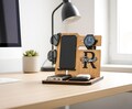Personalized Wood Docking Station - Desk Organizer, Charging Station
