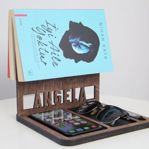 Gepersonaliseerde boekenhouder, gepersonaliseerd cadeau voor haar, cadeau boekenliefhebber, cadeau voor lezers, gratis verzending, expresverzending, snelle verzending