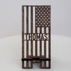 American Flag Phone Holder, Custom Phone Stand, Personalized Phone Holder, Phone Stand, Unique Gift For Men, Gift For Him, Gift For Men image 2