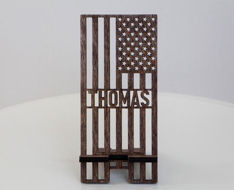 American Flag Phone Holder, Custom Phone Stand, Personalized Phone Holder, Phone Stand, Unique Gift For Men, Gift For Him, Gift For Men image 2