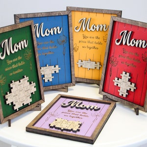 Mom Puzzle Sign, Personalized Gift for Mom, Mother&#39;s Day Gift, Personalized Family Names Sign, Mothers Day Gift from Kids, Mom Birthday Gift