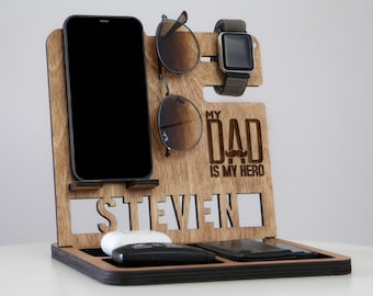 Personalized Docking Station Men, Gift For Dad, Best Dad Ever, Dad Gift, Father's Day Gift, Gift for Men, Gift for Him, Gift for Husband