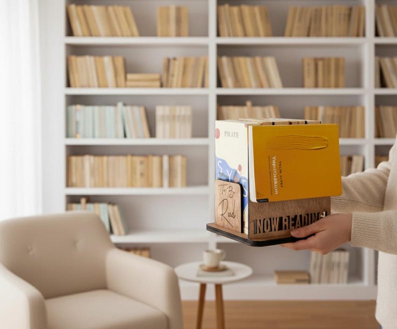 Organizador de libros para escritorio, atril, soporte para libros, regalos para amantes de la lectura, regalos para bibliotecarios, regalos para lectores, rincón de lectura, estanterías. imagen 10