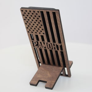 American Flag Phone Holder, Custom Phone Stand, Personalized Phone Holder, Phone Stand, Unique Gift For Men, Gift For Him, Gift For Men image 3