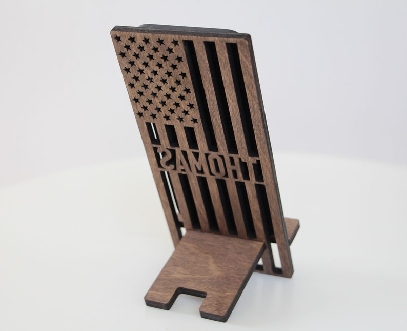 American Flag Phone Holder, Custom Phone Stand, Personalized Phone Holder, Phone Stand, Unique Gift For Men, Gift For Him, Gift For Men image 3