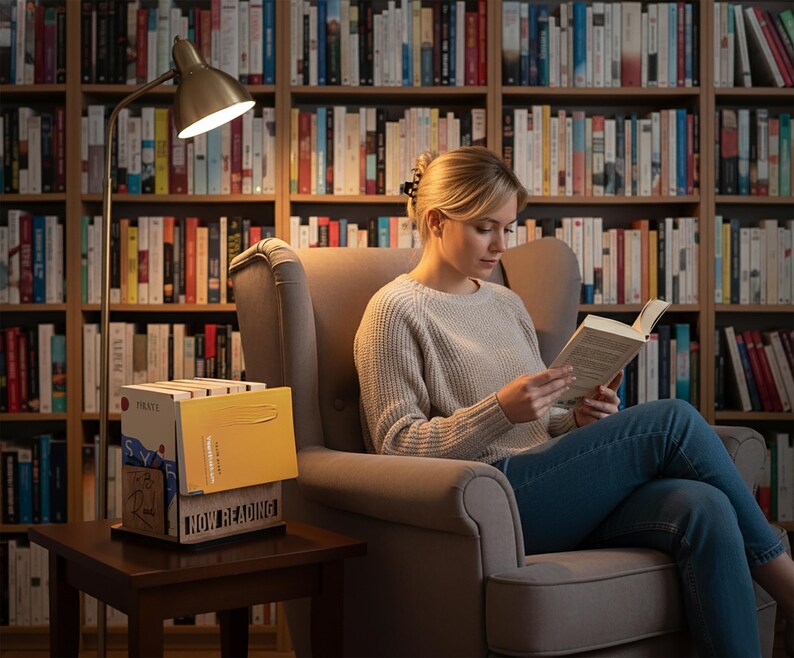 Organizador de libros para escritorio, atril, soporte para libros, regalos para amantes de la lectura, regalos para bibliotecarios, regalos para lectores, rincón de lectura, estanterías. imagen 9