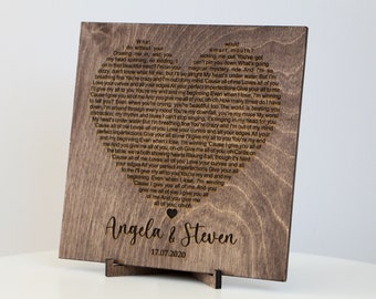 Song Lyrics Engraved Gift, Romantic Gift For Her, First Dance Lyrics, Unique Anniversary Gift For Her, Gift for Her, Birthday Gift For Her