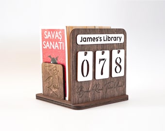 Personalized Wooden Books Read Tracker: Book Lover Gift