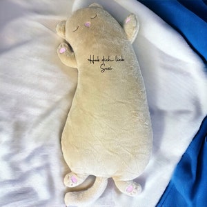 Personalized cuddly toy approx. 70 cm, cuddly friend, sleeping animal, birthday gift, pillow, cat