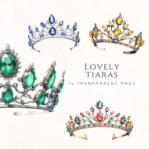 Jeweled Tiara Clipart PNG, Scrapbook-Bilder, Prinzessin Crown Grafiken, kommerzielle Nutzung, Juwel Töne, Instant Download