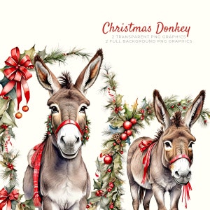 Burro navideño, descarga instantánea PNG, decoración navideña, manualidades con papel, tarjetas, álbumes de recortes