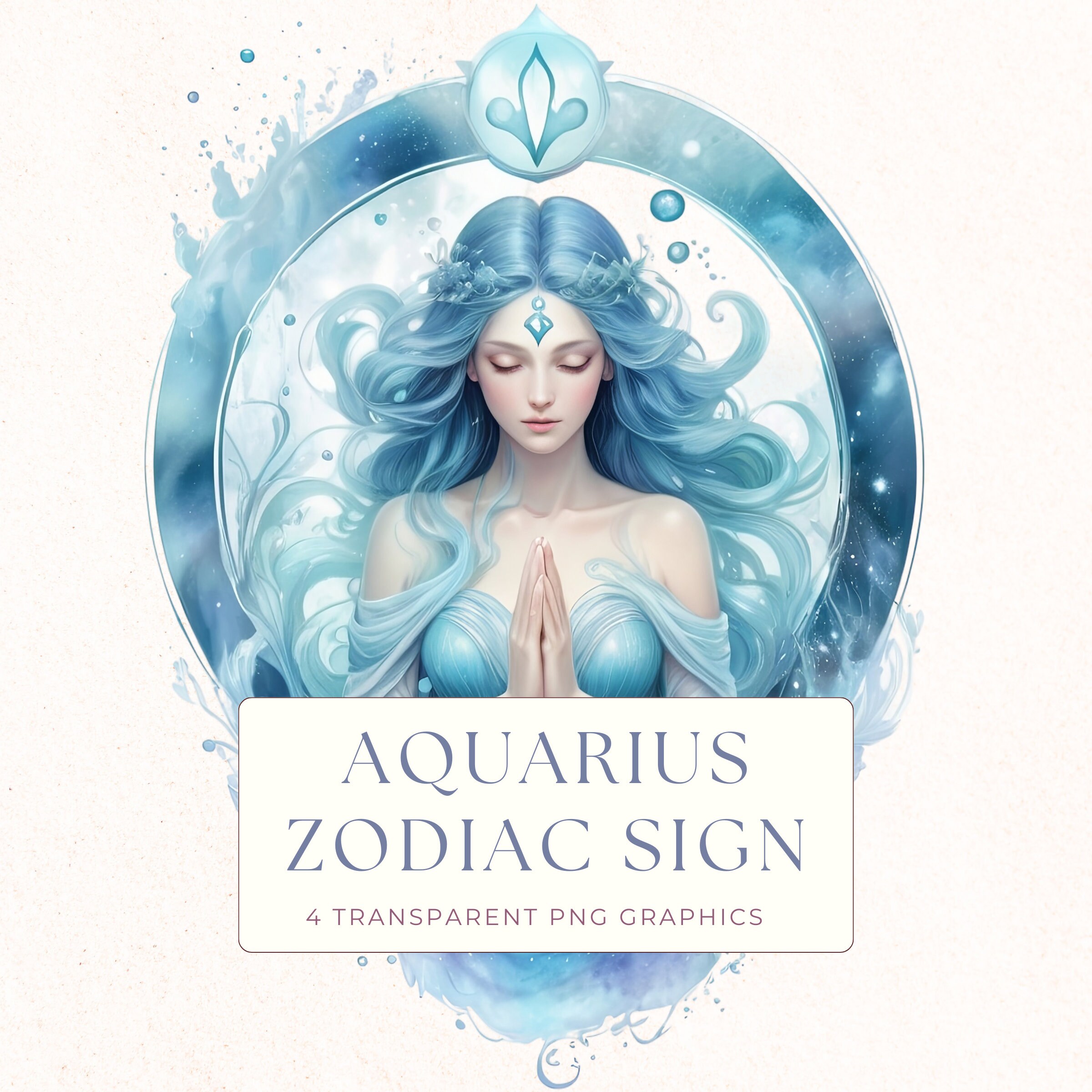 Aquarius Zodiac Watercolor Clipart PNG, Astrology Horoscope Graphics ...