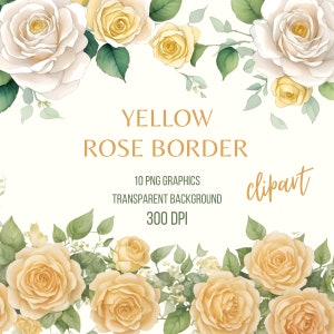 Guirnalda de rosas amarillas y naranjas - Descarga instantánea de archivos PNG - 10 diseños de rosas - Archivos PNG de alta calidad