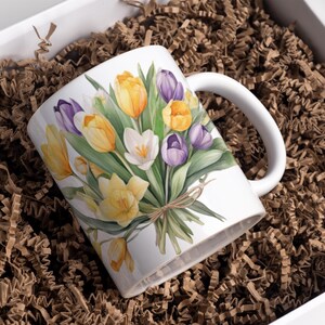 Crocus and Daffodil Spring Bouquet Watercolor Clipart PNG, Bright Floral Graphics for Scrapbooking and Cardmaking image 6