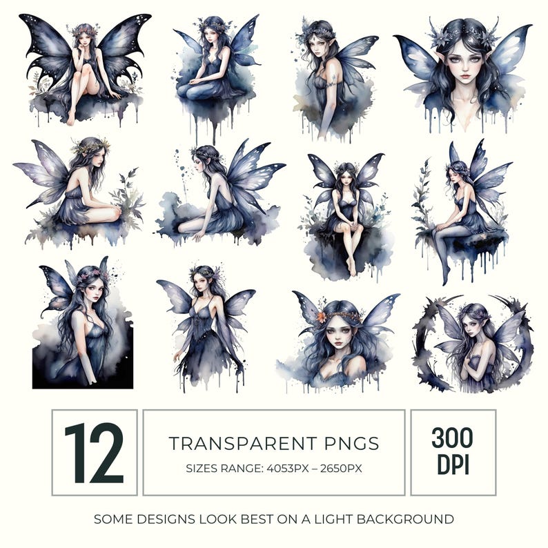 Gothic Dark Night Fairy Clipart PNG, Enchanted Fantasy Graphics for ...