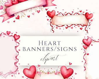Valentine Heart Frame Watercolor Clipart PNG, Romantic Love Graphics for Cardmaking, Scrapbooking and Paper Crafting