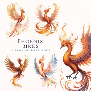Clipart phénix mythique, téléchargement immédiat PNG, oiseau fantastique, clipart mythologie, créations en papier pour scrapbooking