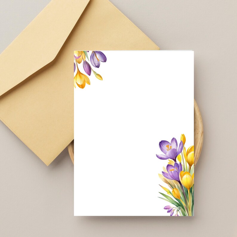 Crocus and Daffodil Spring Bouquet Watercolor Clipart PNG, Bright Floral Graphics for Scrapbooking and Cardmaking image 5