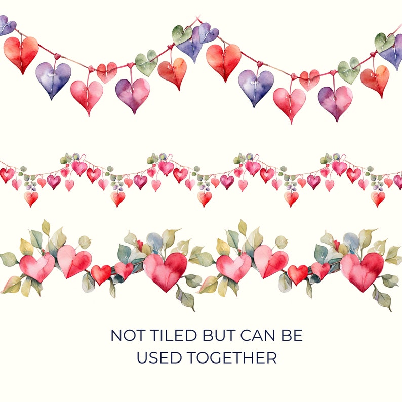 Heart Border Clipart, Valentine's Day Clip Art, Red Heart Png, Instant ...