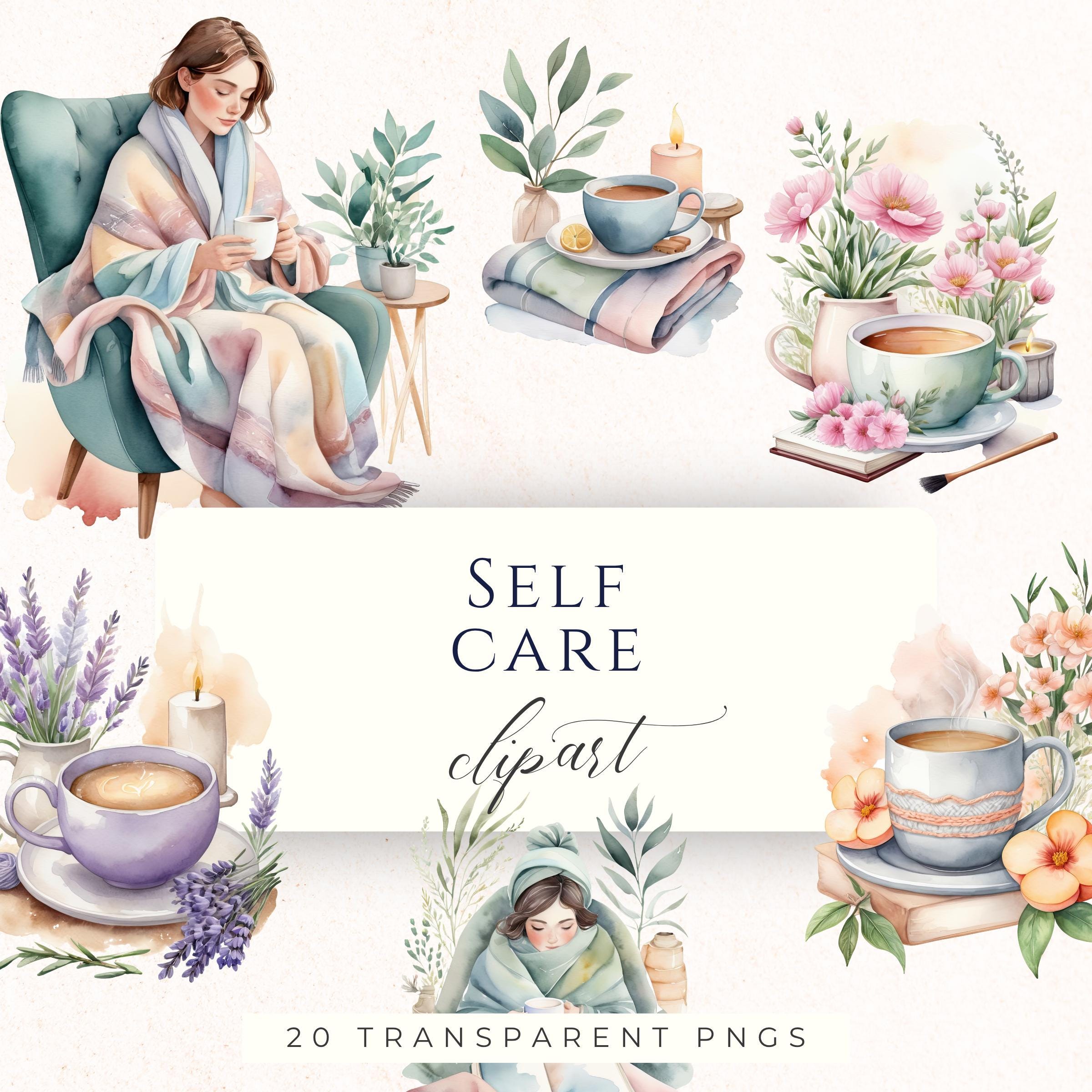 Watercolor Self Care Clipart PNG, Spa Day Beauty Graphics for Junk ...