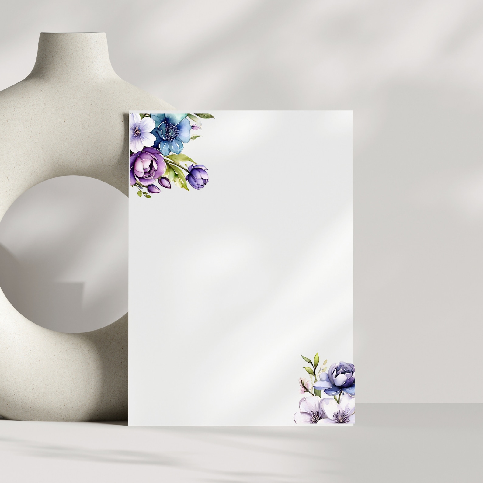 Watercolor Flower Clipart, Blue Purple Floral PNG, Garden Decor Digital