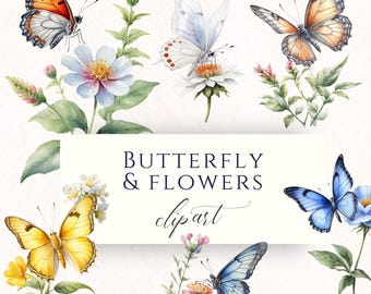 Floral Butterfly Clipart PNG, Spring Insect Graphics for Junk Journals, Card Making and Scrapbooking, BUF013