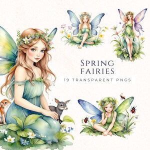 Mooie feeën clipart, lente png-bestanden, instant download, magische scrapbooking, magische illustraties