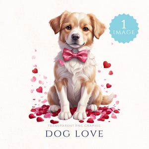 Dog Love Single Clipart, Valentines Clipart, Imagens de Scrapbooking, Paper Crafting, Junk Journaling Supply, Dog Lover