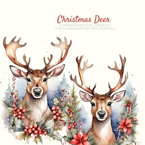 Imágenes prediseñadas de ciervos navideños, descarga instantánea PNG, imágenes para scrapbooking, imágenes prediseñadas para diario, suministros para manualidades navideñas, manualidades con papel