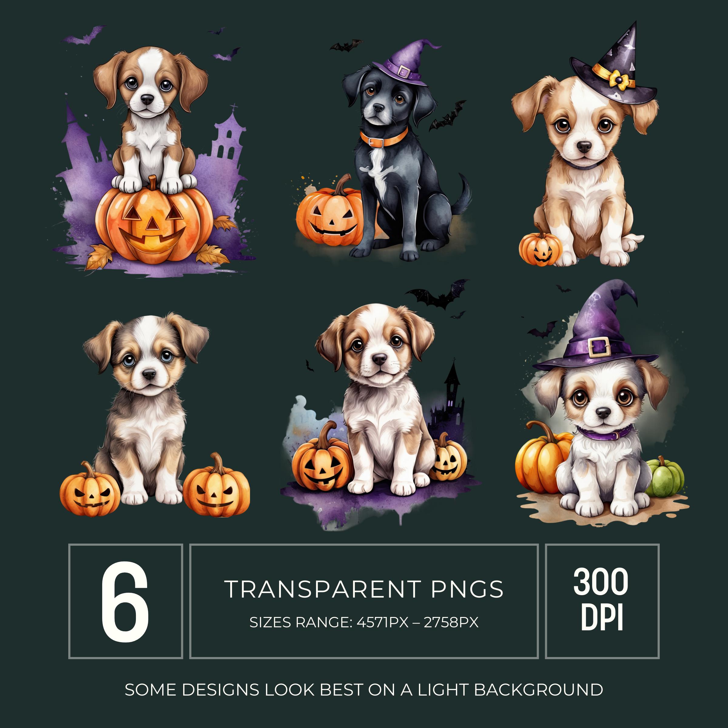 Halloween Dogs Clipart Set PNG, Cute Spooky Animal Graphics for Trick ...