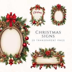 Imágenes prediseñadas de letrero navideño vintage, imágenes prediseñadas navideñas, suministros para manualidades de papel, tarjetas, artículos esenciales para diarios, imágenes de álbumes de recortes