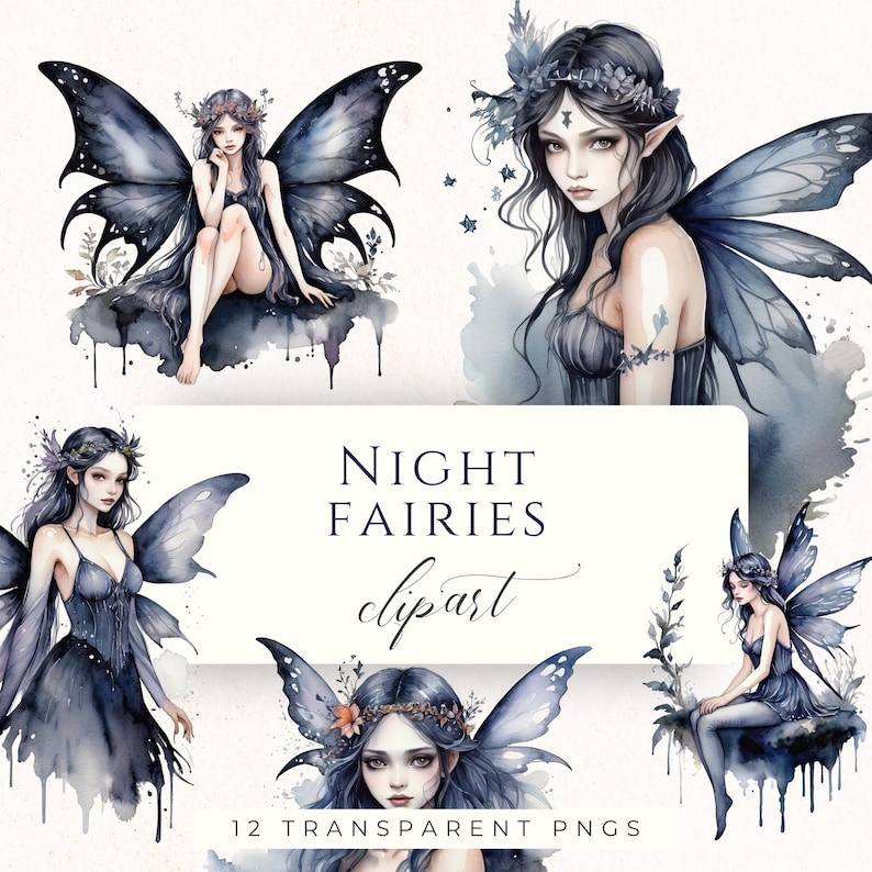 Gothic Dark Night Fairy Clipart PNG, Enchanted Fantasy Graphics for ...