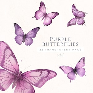 Purple Butterfly Decoration Clipart, Purple Butterflies PNG, Instant Download, Watercolor Butterfly, Clip Art, BUF006
