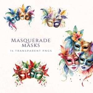 Mascarade fête masque Clipart numérique en téléchargement PNG, Images de célébration de la Saint-Sylvestre, téléchargement immédiat d'Images de scrapbooking, fournitures de fabrication de cartes