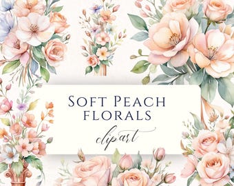 Clipart PNG de flor de pêssego em aquarela, delicadas ilustrações florais para diários de arte, scrapbooking e artesanato em papel.