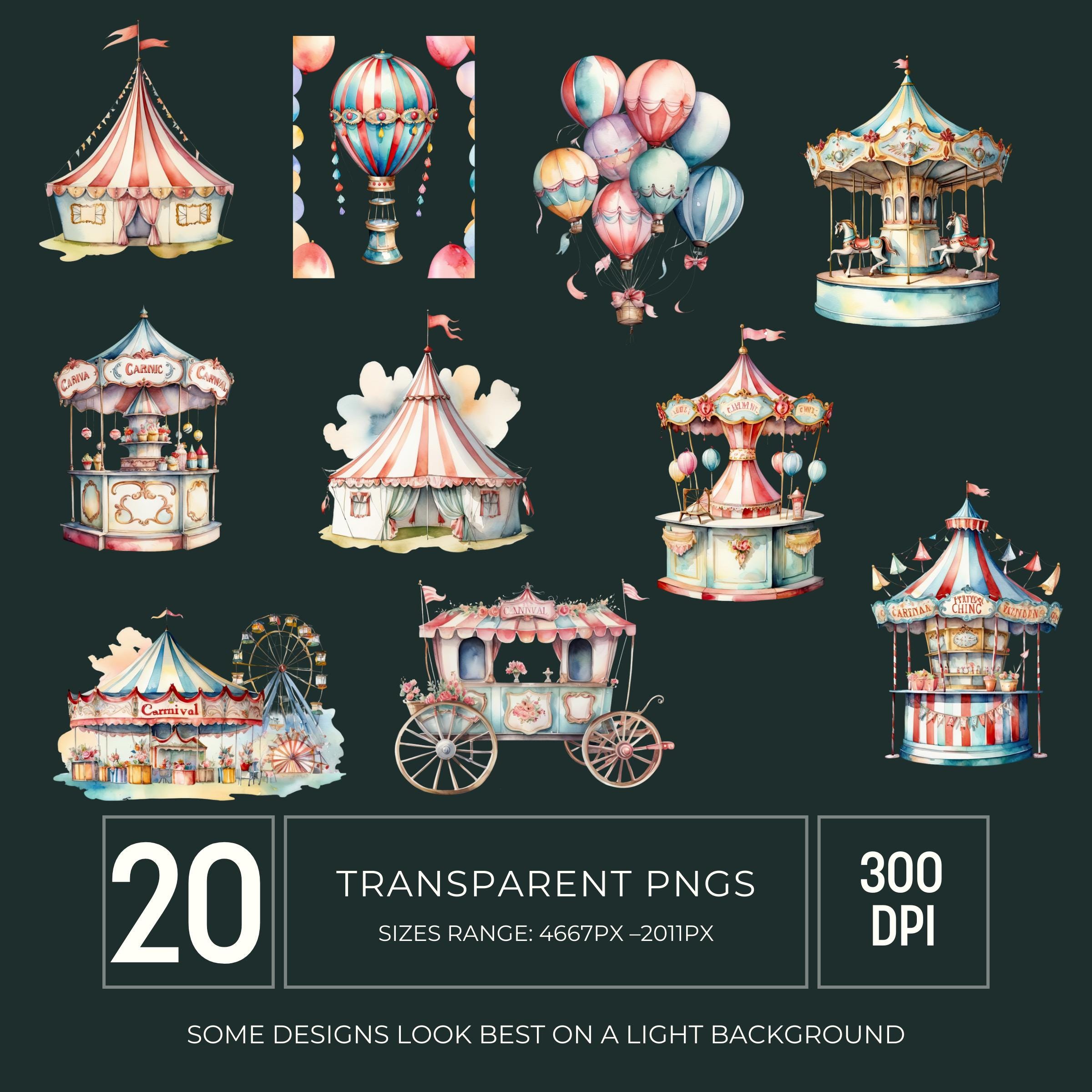 Vintage Carnival Circus Clipart PNG, Nostalgic Graphics for Junk ...