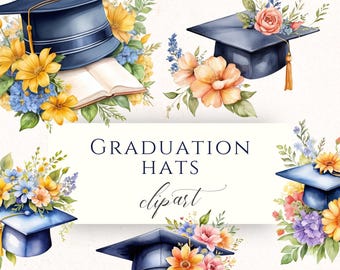 Graduation Hat and Diploma Clipart Set PNG, Class of 2026 Graphics for End of School Invitations and Scrapbooking