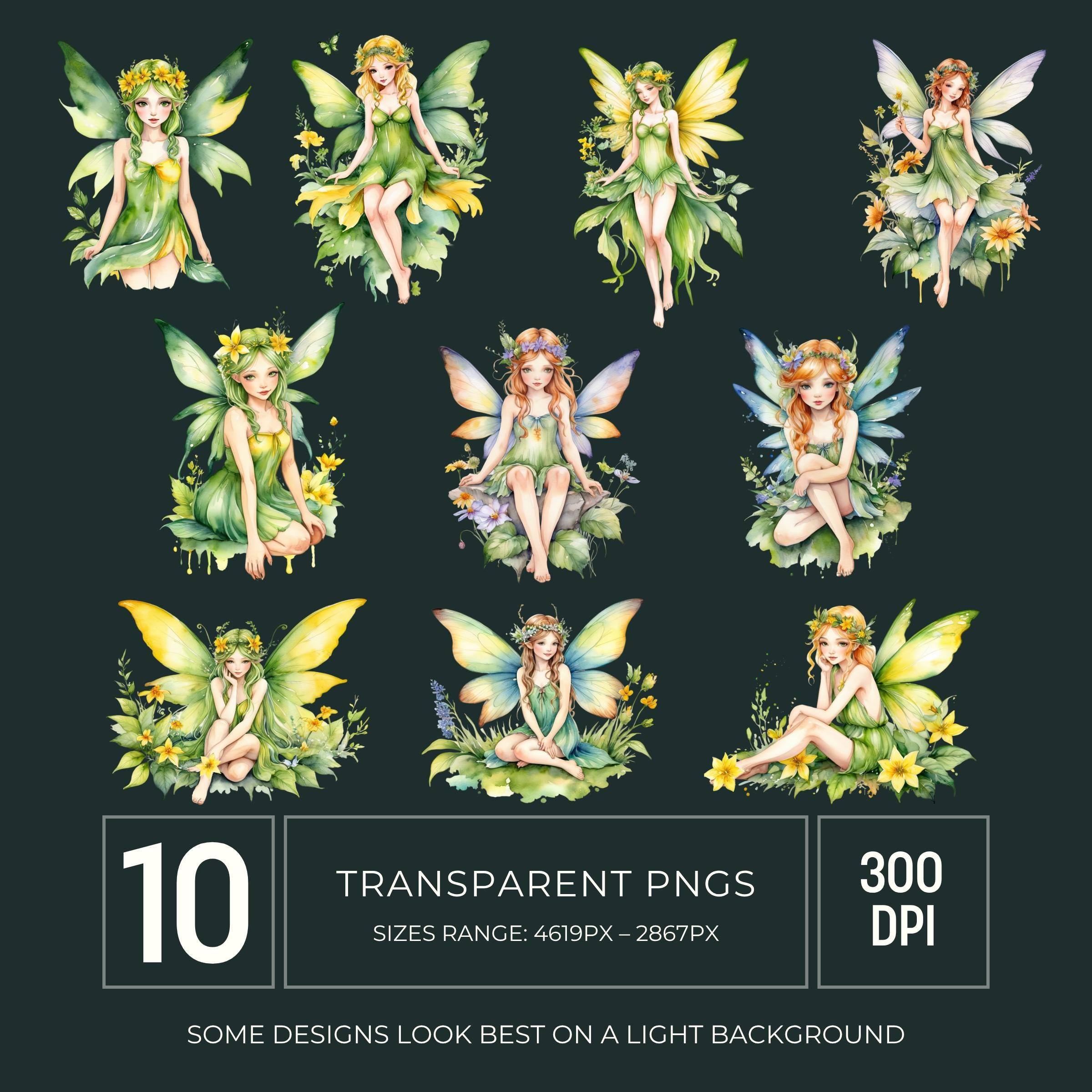 Graphics Fae Green Fae Fairy Clipart PNG, Magical Fantasy Graphics for Junk Journals ...