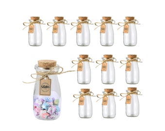 Mini pots en verre SMJ 12 pièces 100 ml avec bouchons en liège | Idéal pour la conservation des aliments, les vases pour bourgeons, les bonbons, les souvenirs, les cadeaux et plus encore