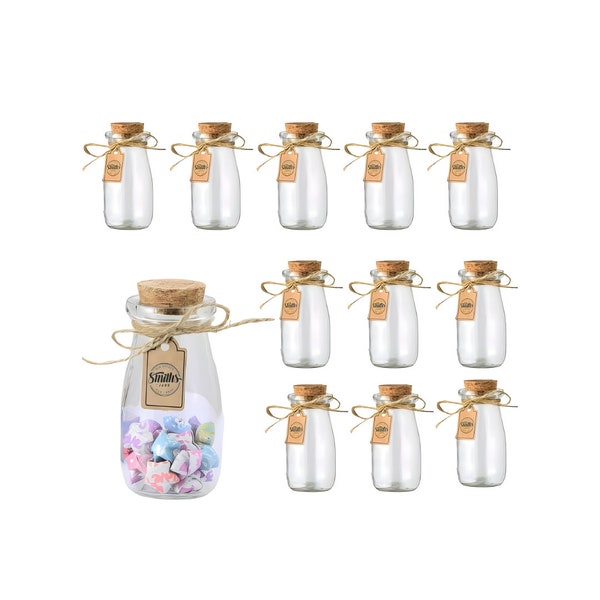 Mini pots en verre SMJ 12 pièces 100 ml avec bouchons en liège | Idéal pour la conservation des aliments, les vases pour bourgeons, les bonbons, les souvenirs, les cadeaux et plus encore