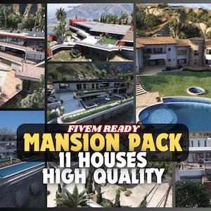 FiveM 11 Mansion Villa PACK - Mafias Gangs Luxury House Mansions MLO
