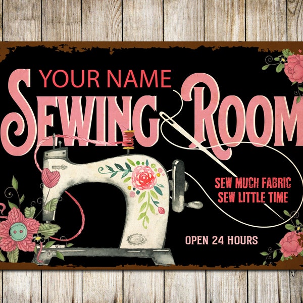 PERSONALISED Sewing Room Sign Craft Room Custom Gift Wall Decor Metal Plaque