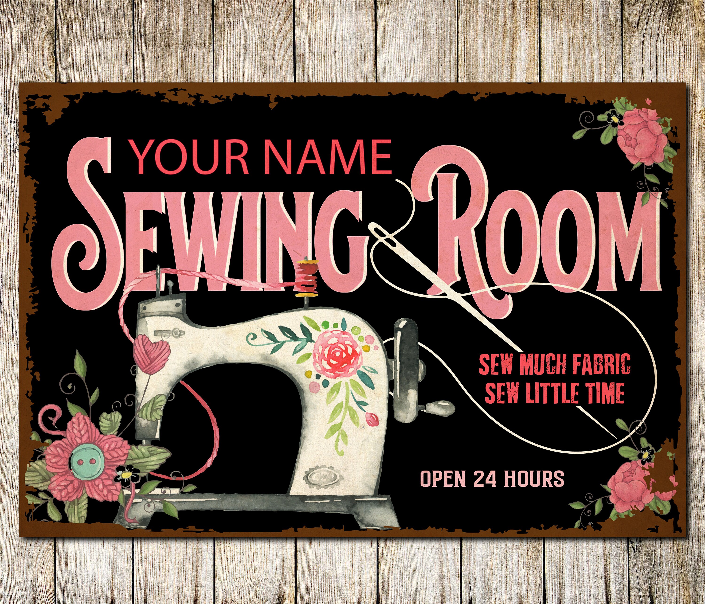 PERSONALISED Sewing Room Sign Craft Room Custom Gift Wall Decor Metal