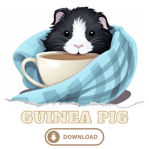 Guinea Pig-tastic Coziness! | Guinea Pig PNG | Guinea Pig Commercial Use | Printable Guinea Pig Art | Journaling Joy and Sticker |