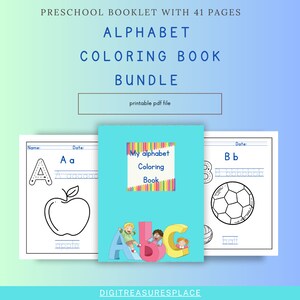 Preschool coloring booklet, alphabet coloring book, kids coloring book, coloring book bundle for kids