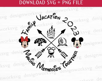 Herinneringen maken Svg, familievakantie Svg, familie-uitstapje Svg, Retro vrienden Svg, muis, hoofd Svg, afdrukbare bestanden, Png voor sublimatie