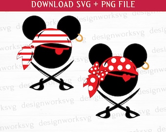 Para Piratów Svg, Tryb Wakacyjny Svg, Mysz Svg, Głowa Svg, Księżniczka, Pliki Do Wydrukowania, Png Do Sublimacji